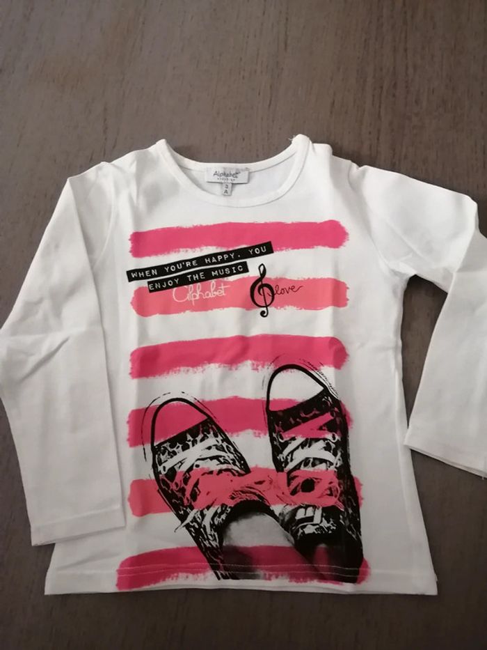 T shirt longues manches alphabet 3ans