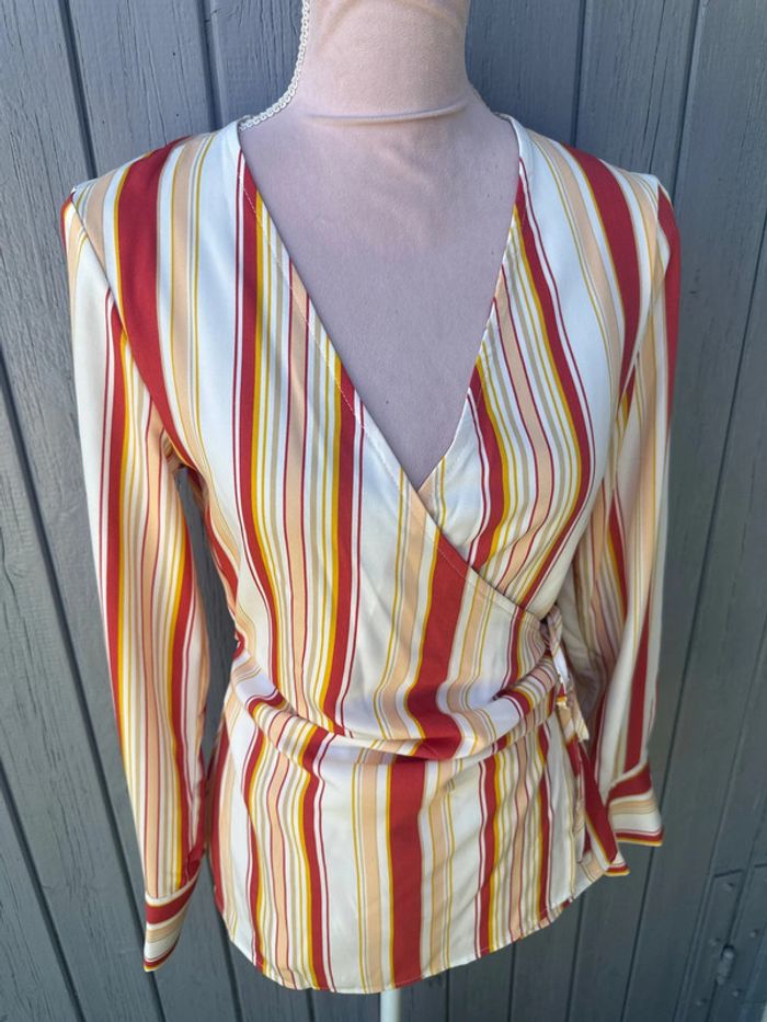 Blouse légère été colorée rayée cache cœur - photo numéro 2
