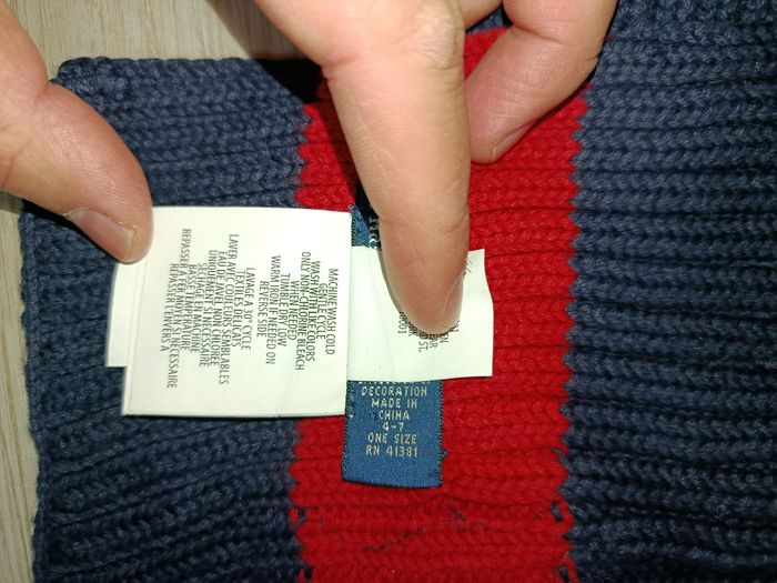 Écharpe Ralph Lauren bleu et rouge en coton - photo numéro 4