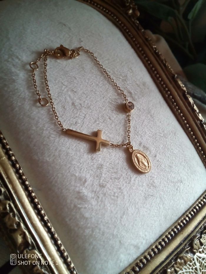 Bracelet croix sainte Vierge et monozircon - photo numéro 2