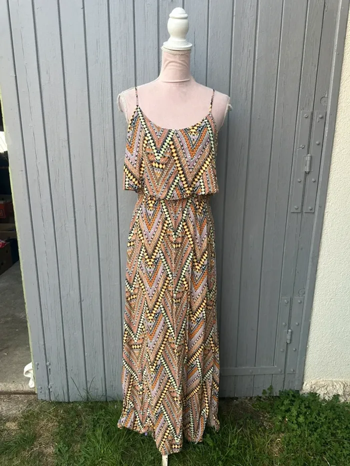 Robe longue été fines bretelles fleurie colorée h&m 40/L