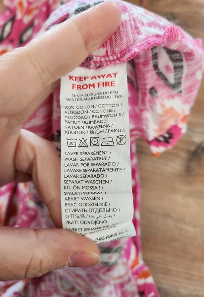 Robe longue rose a motifs taille XL Kwoman en bon état lien au cou - photo numéro 5