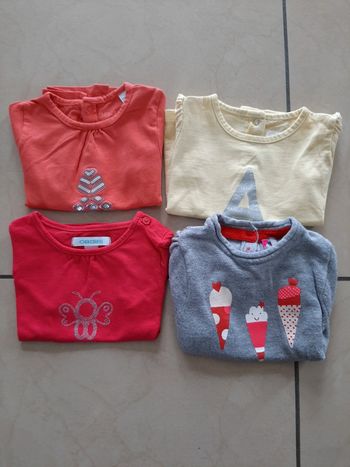 Lot de 4 tee shirts manches courtes fille 6 mois