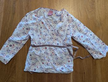 Chemise cache-coeur blanc, violet, rose 3 ans