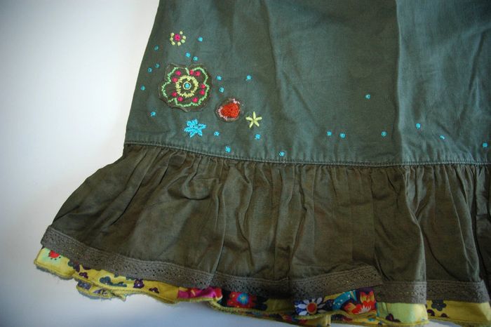 Belle robe catimini 4 ans, couleur kaki avec broderie - photo numéro 4