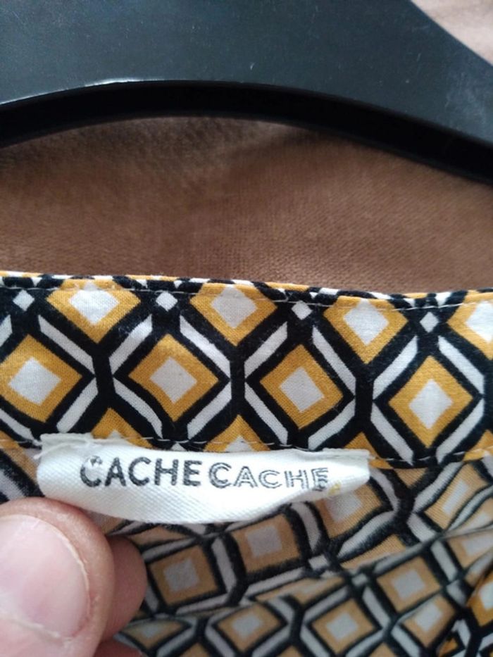 Blouse manches 3quart cache cache moutarde a carreaux taille 36 - photo numéro 3
