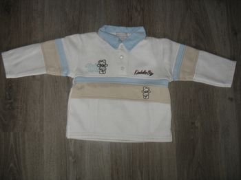 SWEAT SHIRT BLANC ET BEIGE BÉBÉ GARÇON "KIMBALOO by LA HALLE" - 18 MOIS - n°01