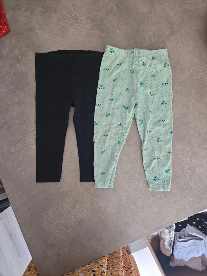 Lot 2 legging bébé fille noir turquoise T18mois TBE mon caramel Z