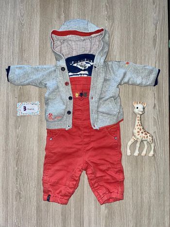 Ensemble Sergent Major 3 mois polo+ salopette + gilet