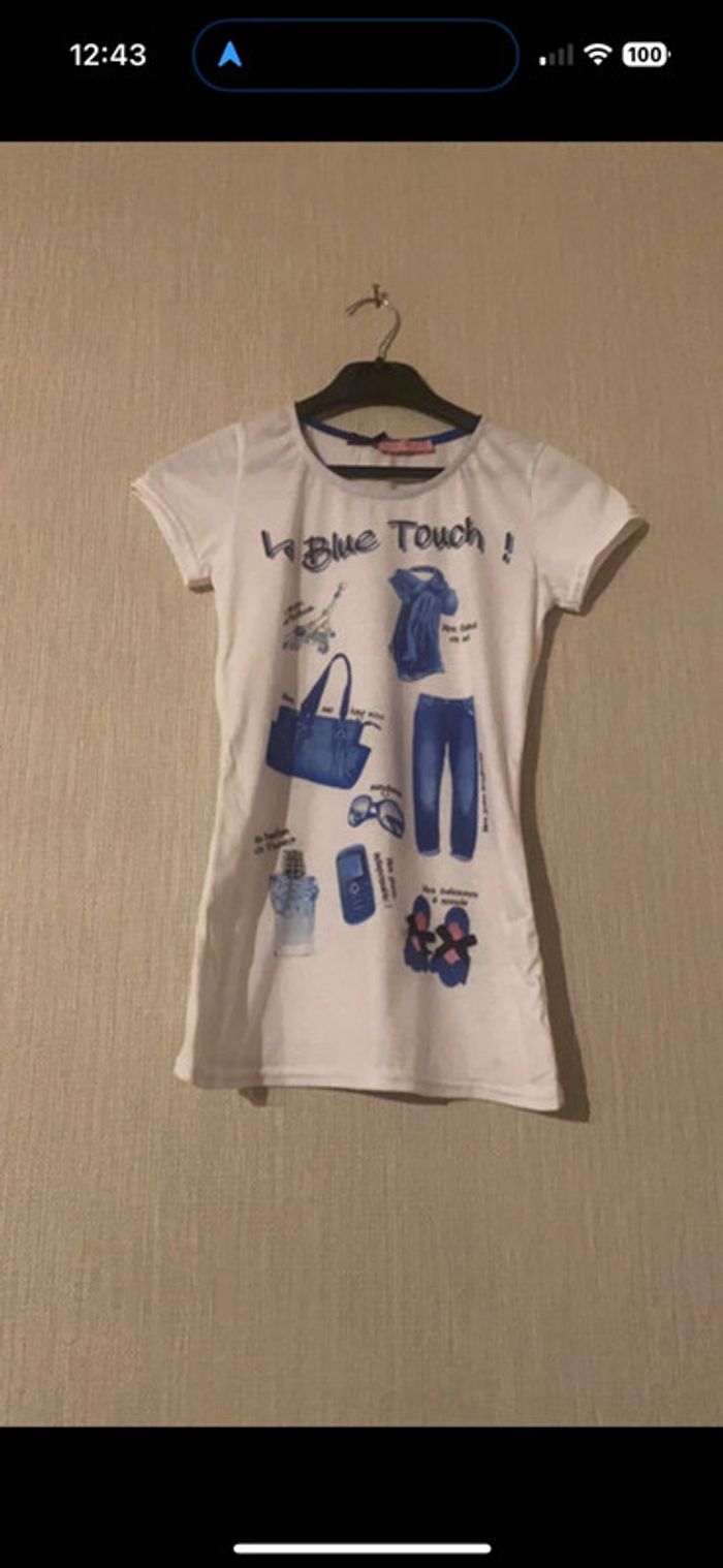 T-shirt lpc bleu et blanc 14 ans