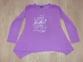 Tshirt asymétrique ML rose violine T 8-9 ans (134 cm)