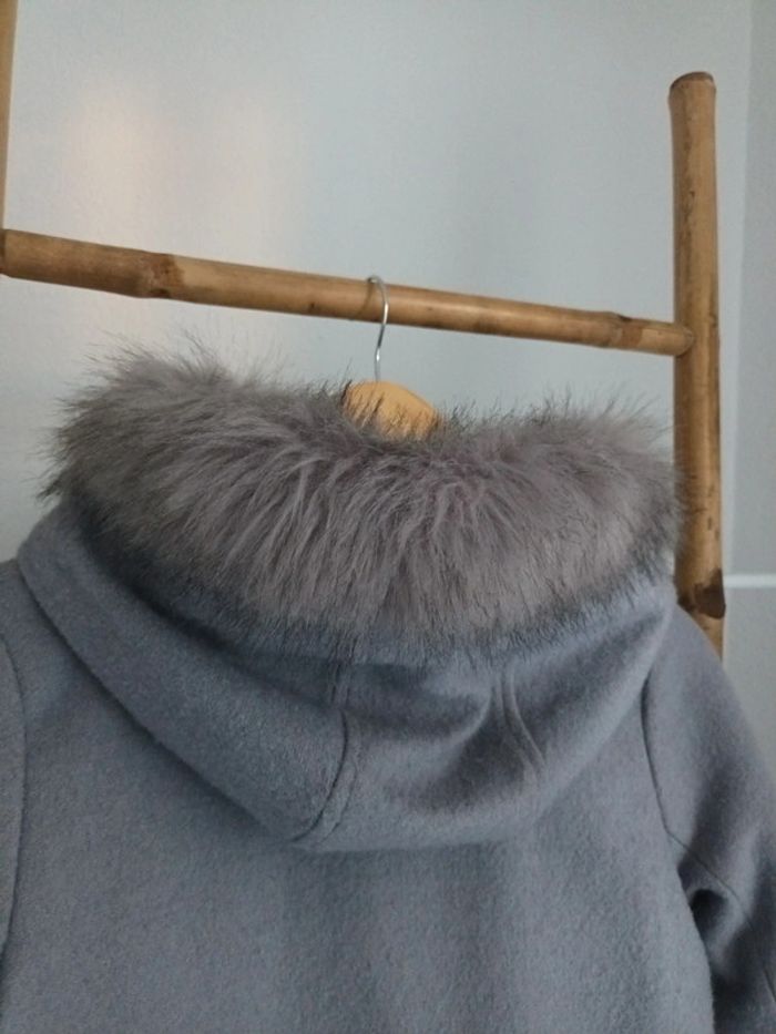Joli manteau à capuche en laine gris très chaud Okaïdi 12 ans - photo numéro 7