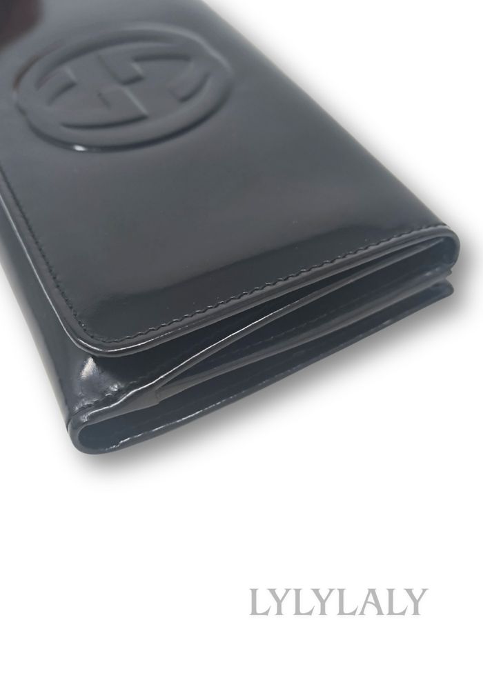 Portefeuille GUCCI authentique en cuir verni noir – logo GG embossé - photo numéro 9