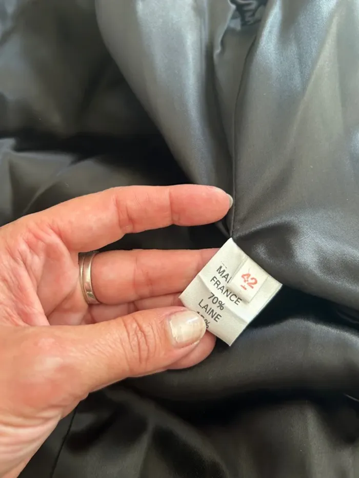 Constantin,caban manteau long noir laine, angora, cachemire , femme, taille 42 - photo numéro 14