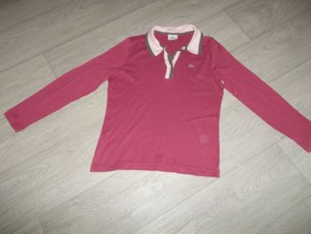 Tee shirt LACOSTE col polo bordeaux, rose et kaki taille 44 TBE