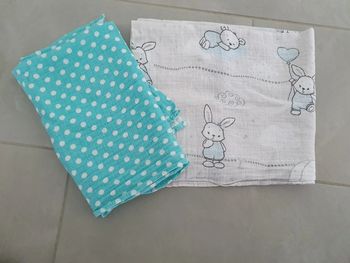 2 grands langes en coton