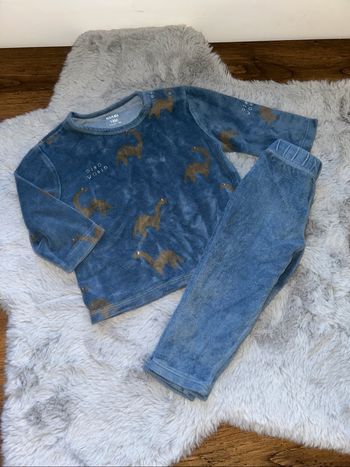 Pyjama 2 pièces bleu dinosaures - 18 mois - Kiabi