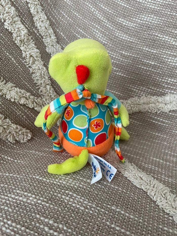 Peluche doudou musical 18cm babysun grenouille vert et orange très bon état - photo numéro 3
