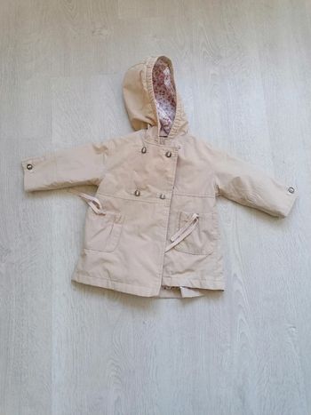 Parka veste printemps beige fleurs bébé fille Dpam
