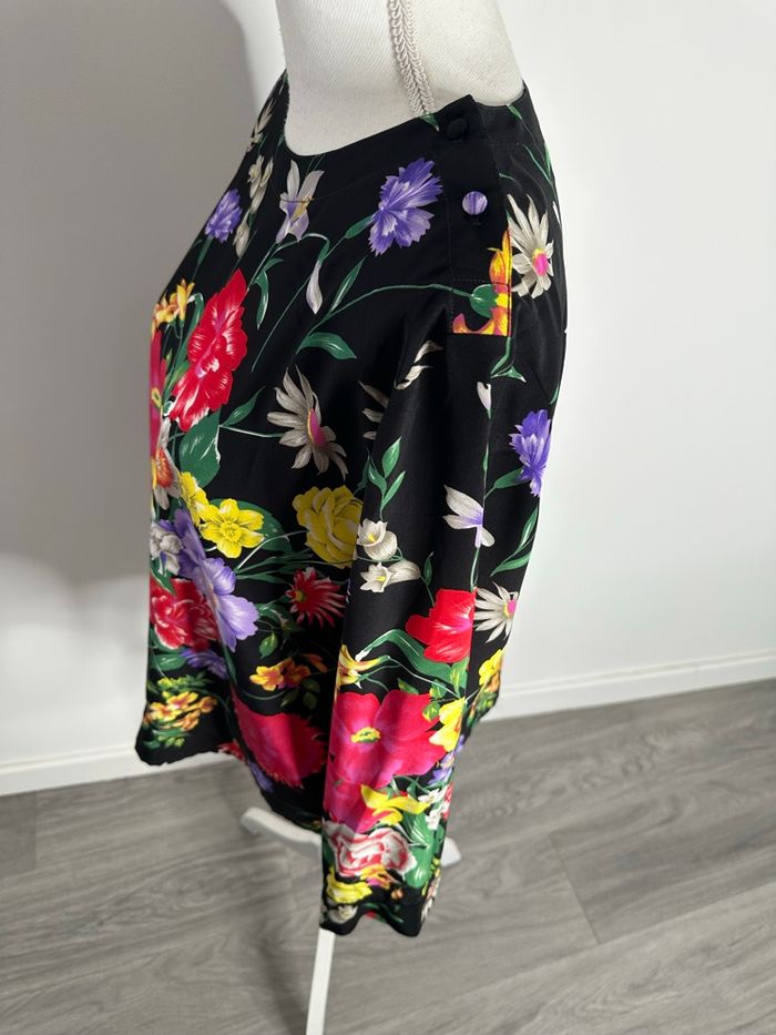 Blouse à fleurs noire et multicolore Gérard Pasquier Vintage T40 L - photo numéro 5