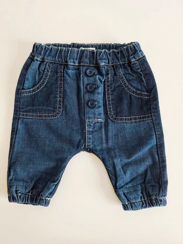 Pantalon bi matière jean velours côtelé Benetton - photo numéro 2