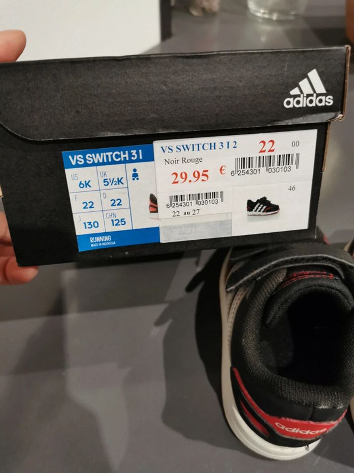 Baskets scratch Adidas garçon 22 noir et rouge - photo numéro 4