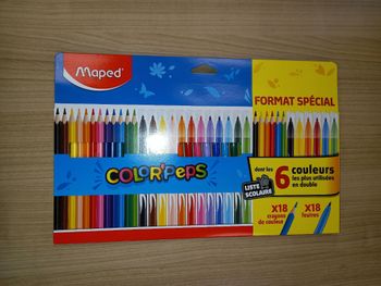 Lot 18 crayons de couleur + 18 feutres MAPED