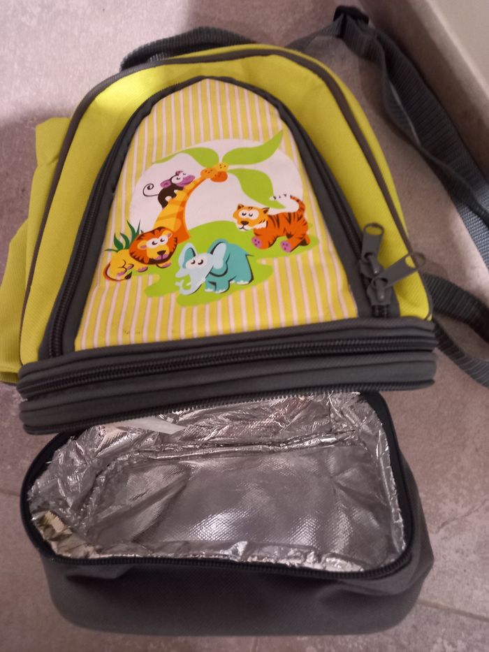 Joli Sac à  dos isotherme enfant jaune avec motifs animaix - photo numéro 5