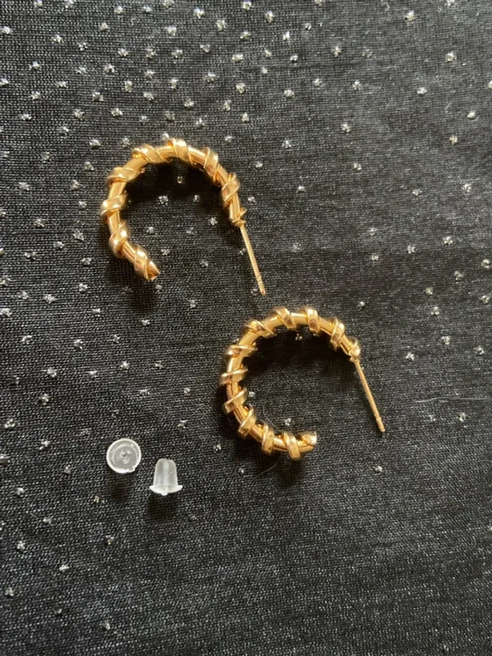 Boucles d'oreilles dorées rock 20mm - photo numéro 2