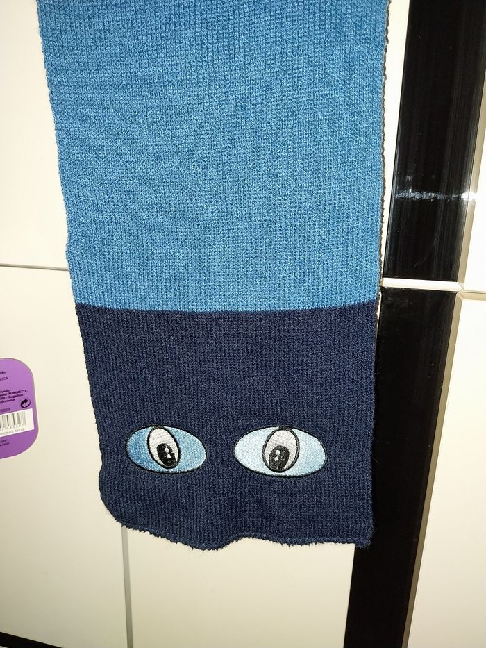 Écharpe pommette bleu avec motif - photo numéro 2