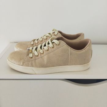 Baskets sneakers femme Chausséa pointure 36 blanc doré