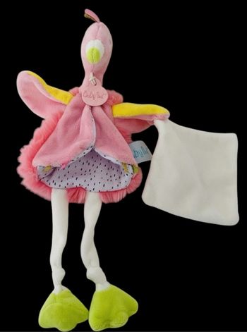 ❤️B5374 Doudou Plat Mouchoir Flamant Rose Babynat Baby Nat