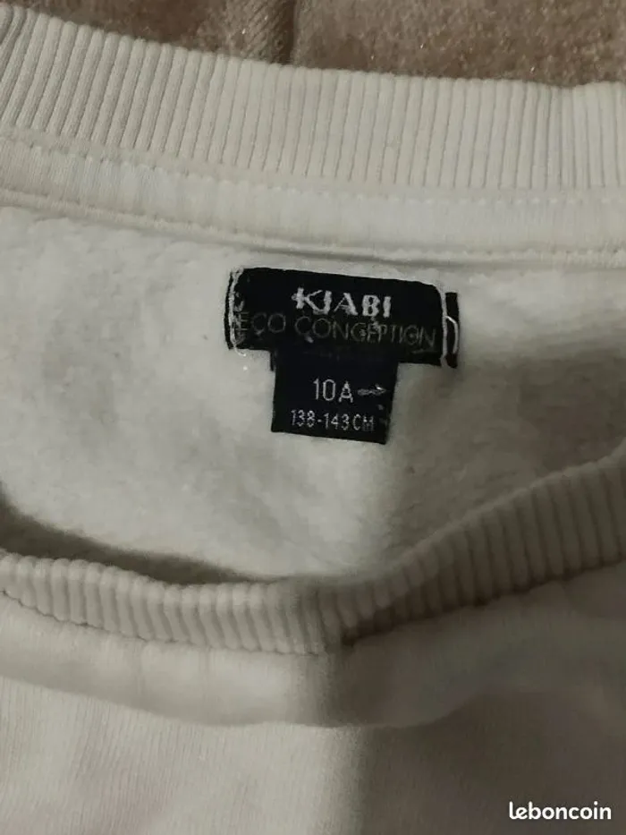 Sweat Kiabi blanc fille 10 ans  7529784621 - photo numéro 3