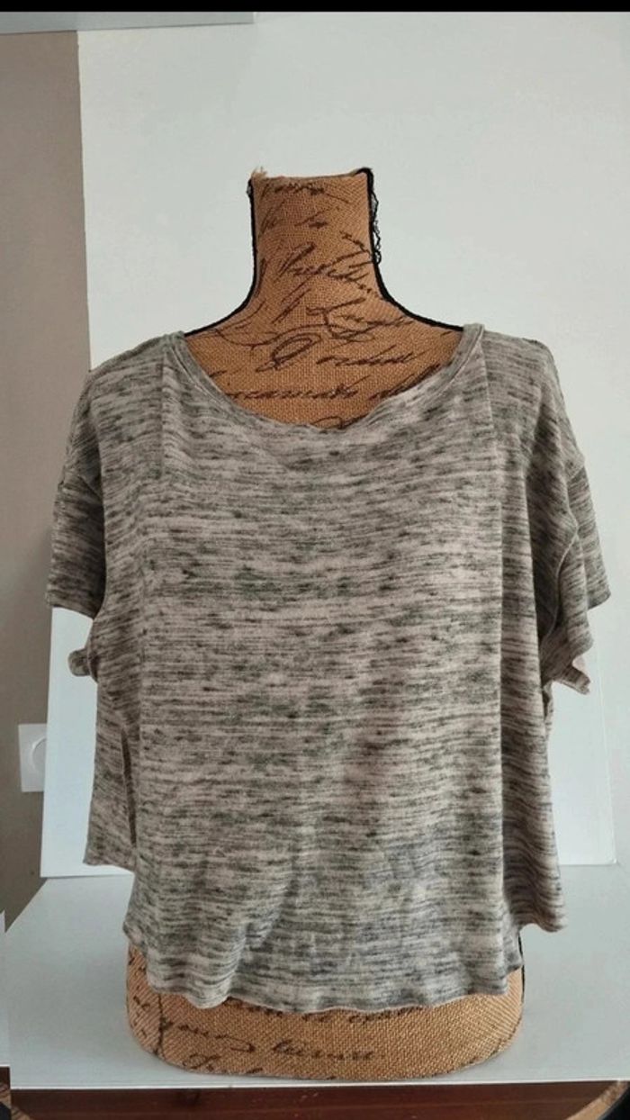 Top haut Tee shirt beige chiné taille l