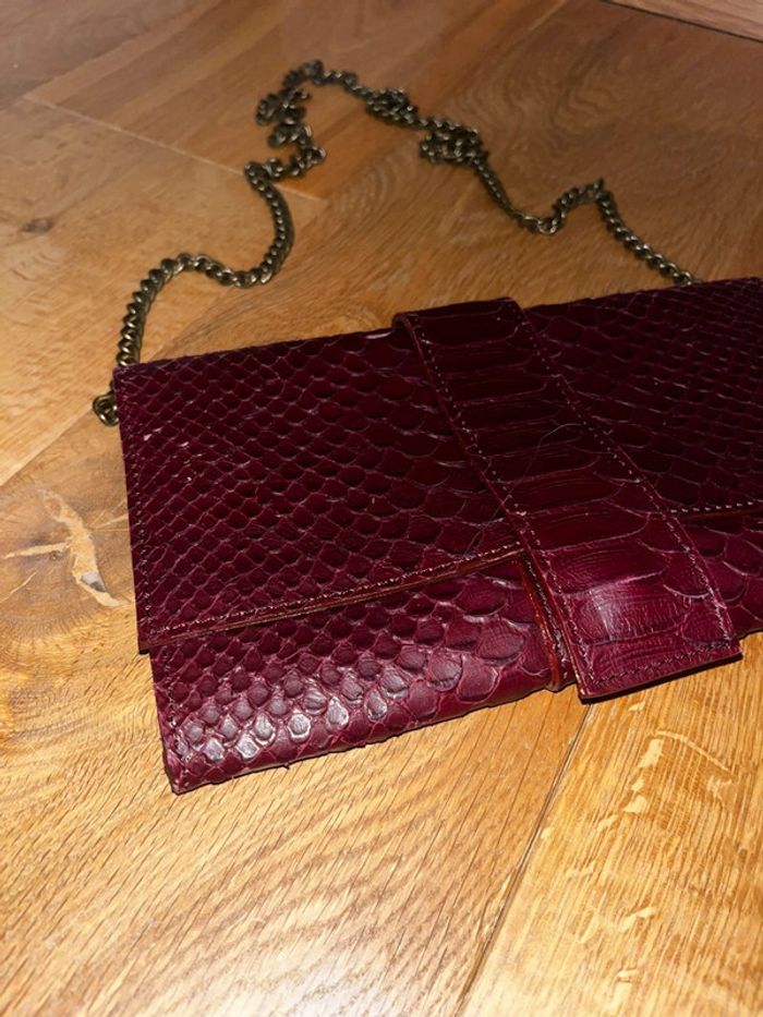Sac à main bordeaux motif écaille - photo numéro 2