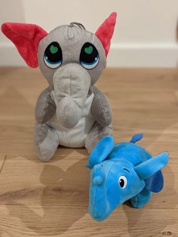 Lot de 2 peluches éléphant