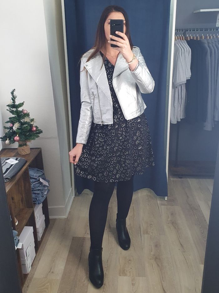 Perfecto simili cuir argenté Dubai Taille M - photo numéro 3