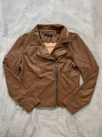 Veste en simili cuir marron