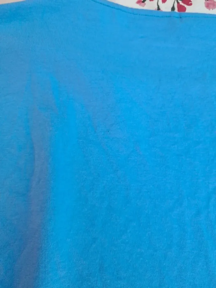Superbe tee-shirt bi-matière 👕 bleu à motifs - T40/L - Sixth sense - photo numéro 8
