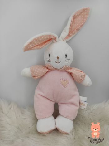 Doudou Lapin Blanc Rose Pêche Dodie