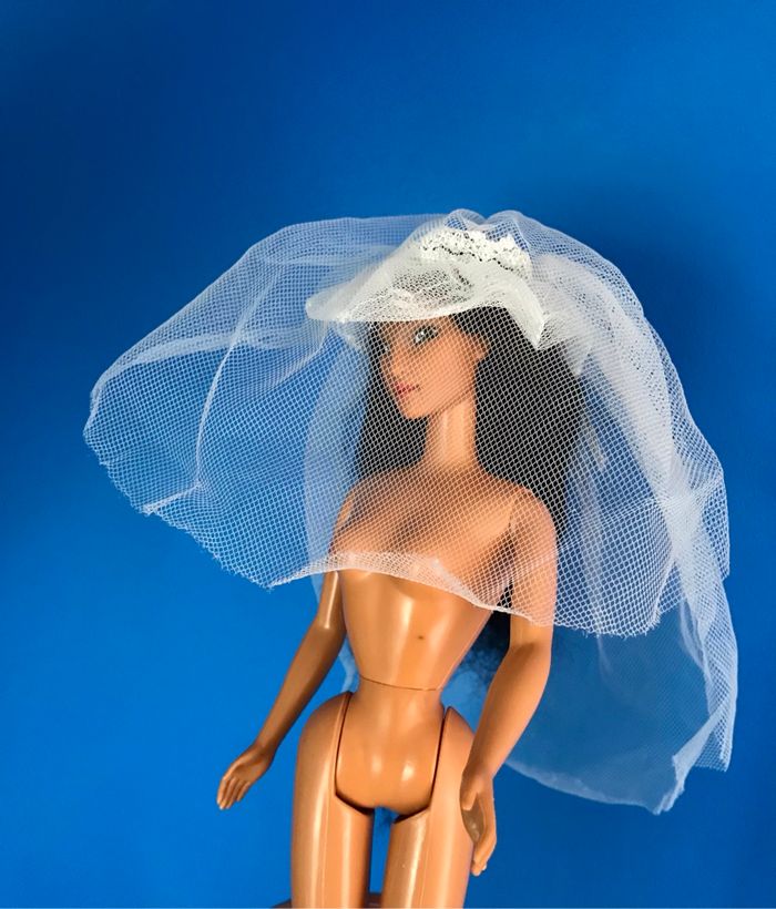 Voile capeline blanc voilette set de mariée Barbie Mattel Wedding party 1984 7965