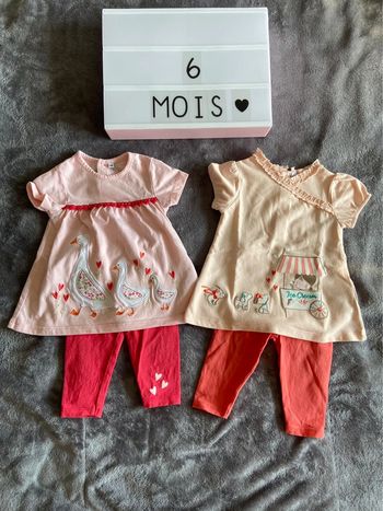 Lot : 2 tenures - legging + t-shirt, 6 mois