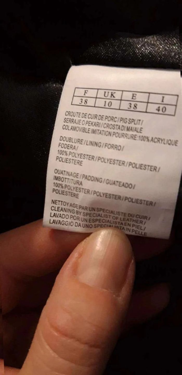 Manteau croute de porc/daim double avec col amovible T38 - photo numéro 9