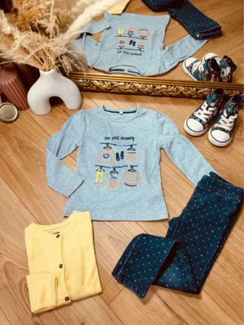Taille 4 ans tenue 3 pièces fille multimarque bleu jaune * dressing * 🩷