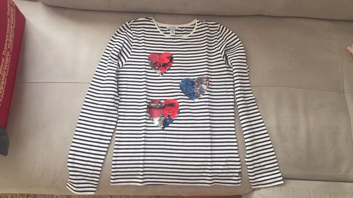 Teeshirt à rayures bleu marine fille T14 ans Okaïdi