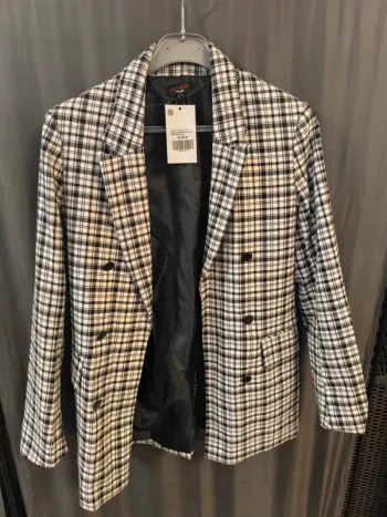 304213 blazer noir/blanc à carreaux femme M jennyfer