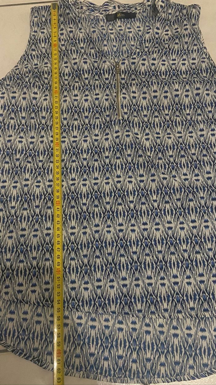 Haut à motifs »Mim »bleu et blanc - photo numéro 5