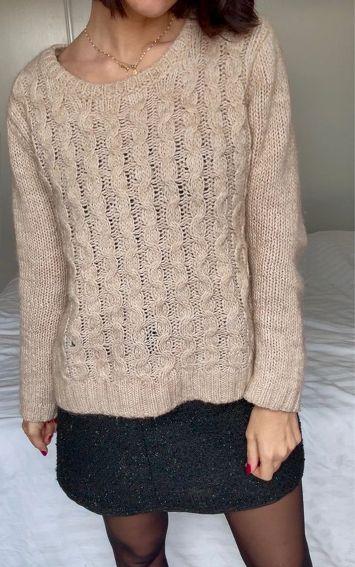 Pull laine écossais beige Caroll - 42 - très bon état