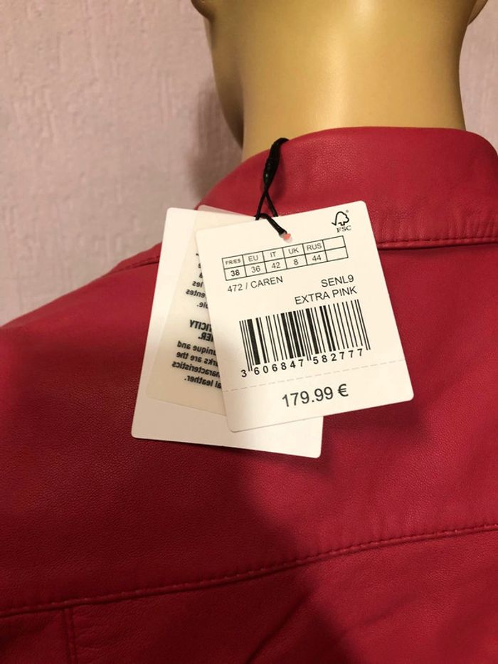 Veste en cuir rose Fuchsia - n e u v e - photo numéro 6