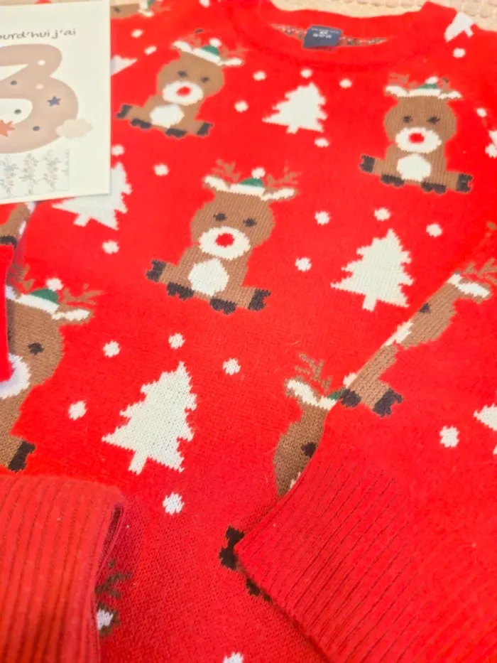 Robe pull Noël rennes avec collants - photo numéro 3